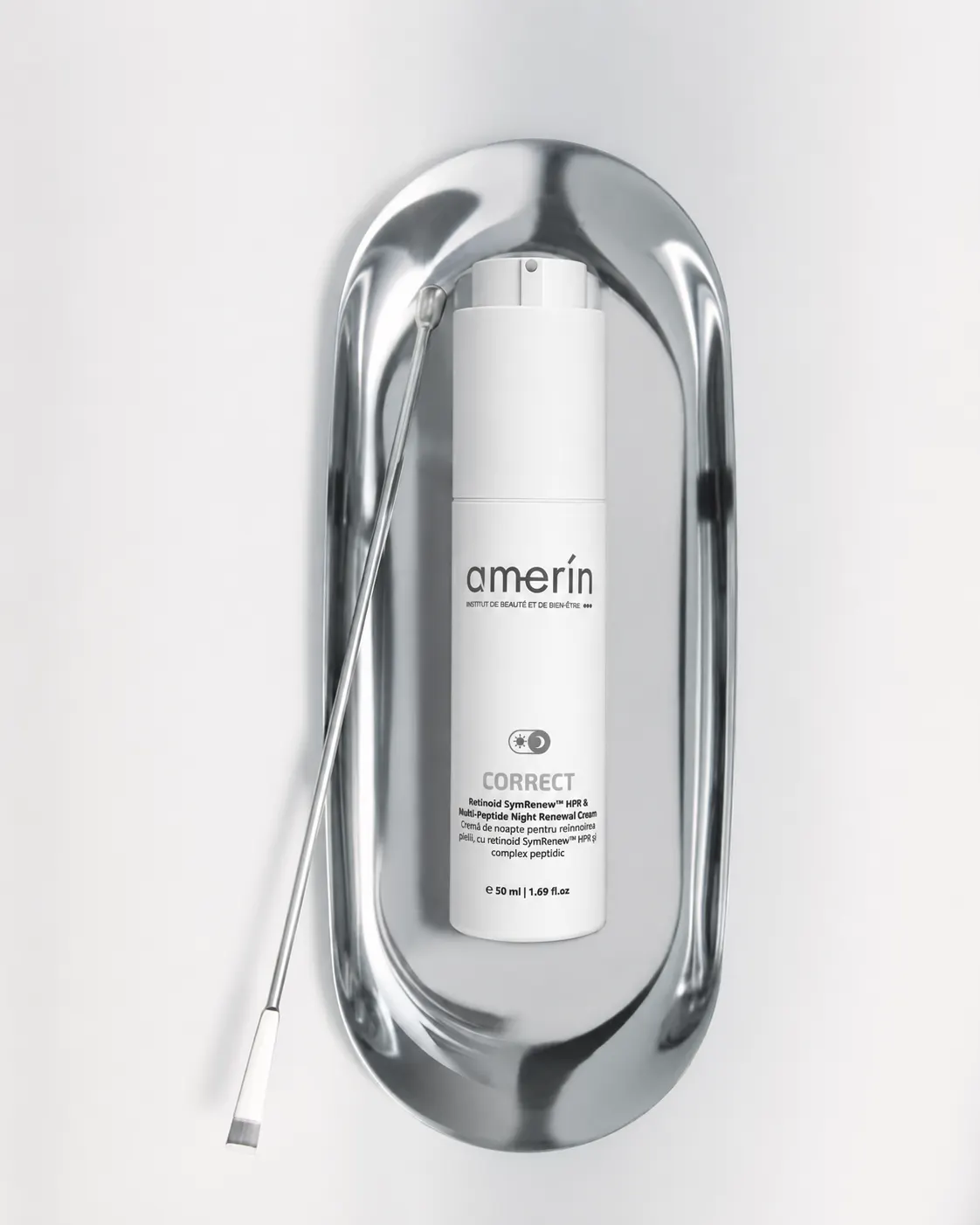 amerín CORRECT night cream with a metal tray